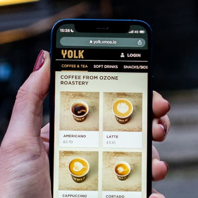 Mobile order screen menu from Yolk