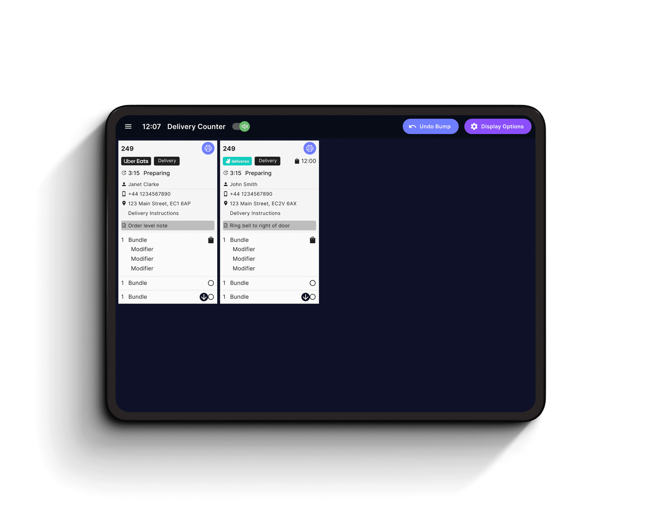 KDS with orders from delivery platforms