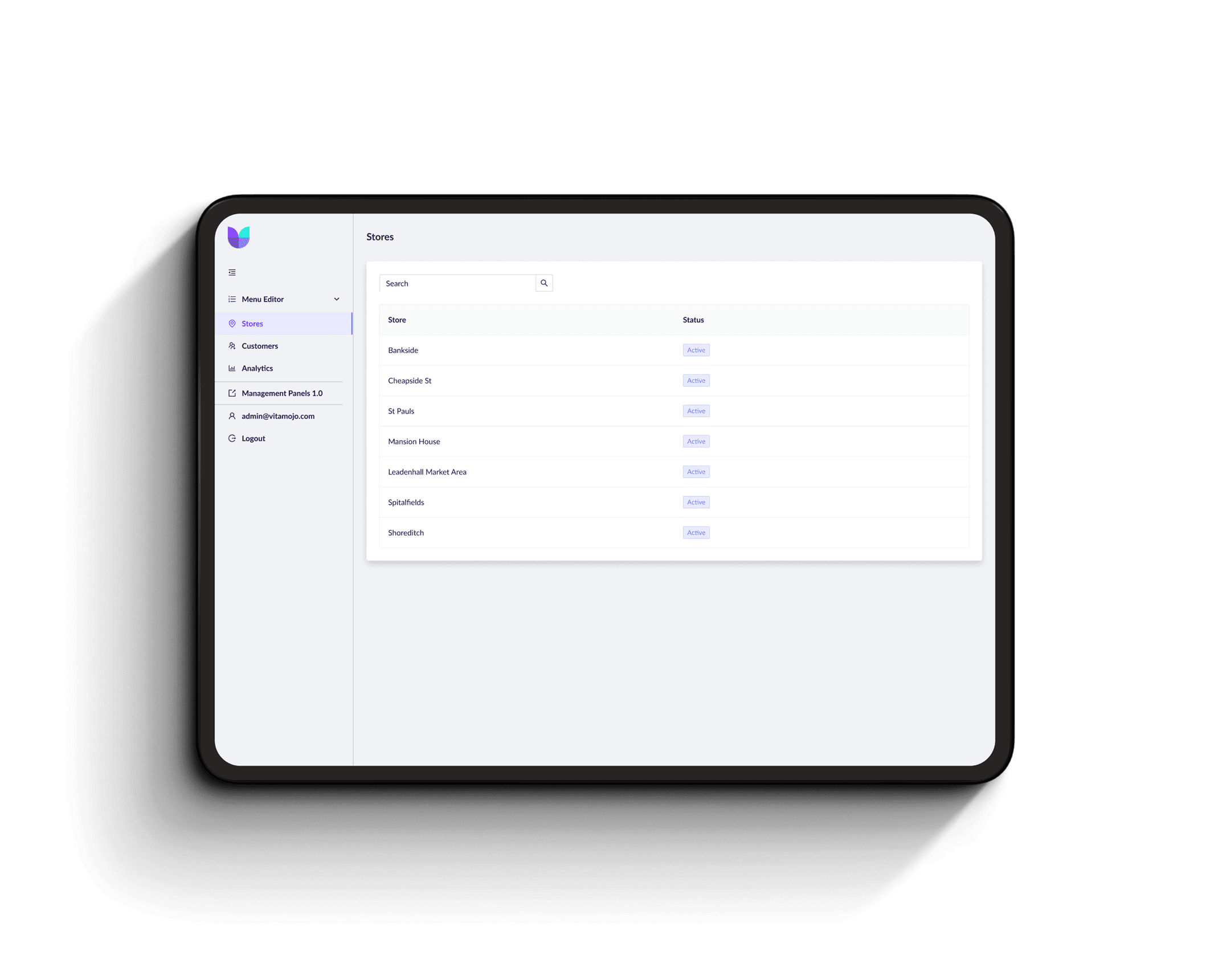 centralised menu management by vita mojo