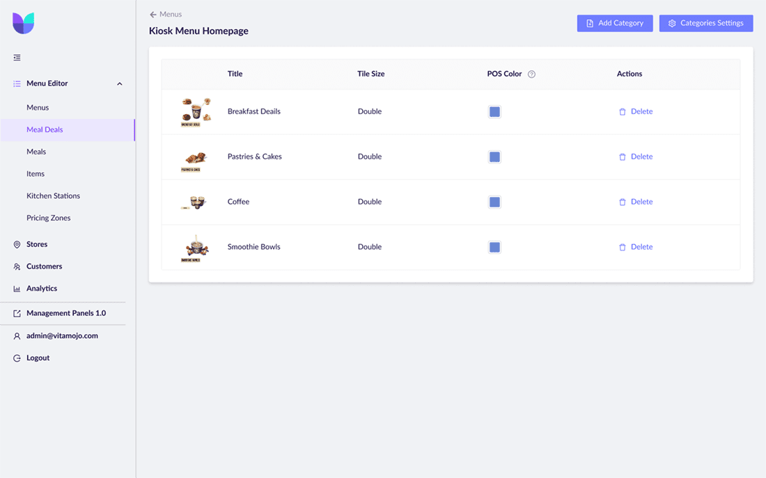 centralised menu management software