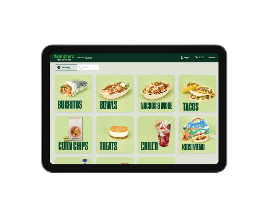 Zambrero kiosk menu UI