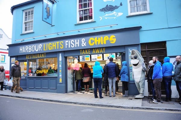 Harbour Light fish and chips shop in falmouth