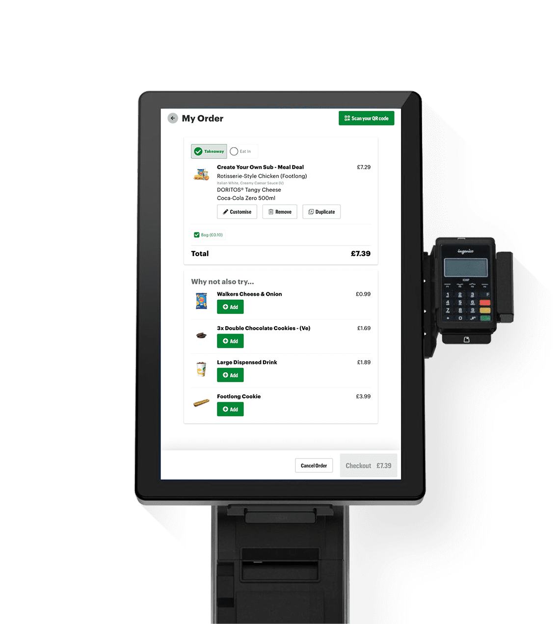 Kiosk with Subway menu