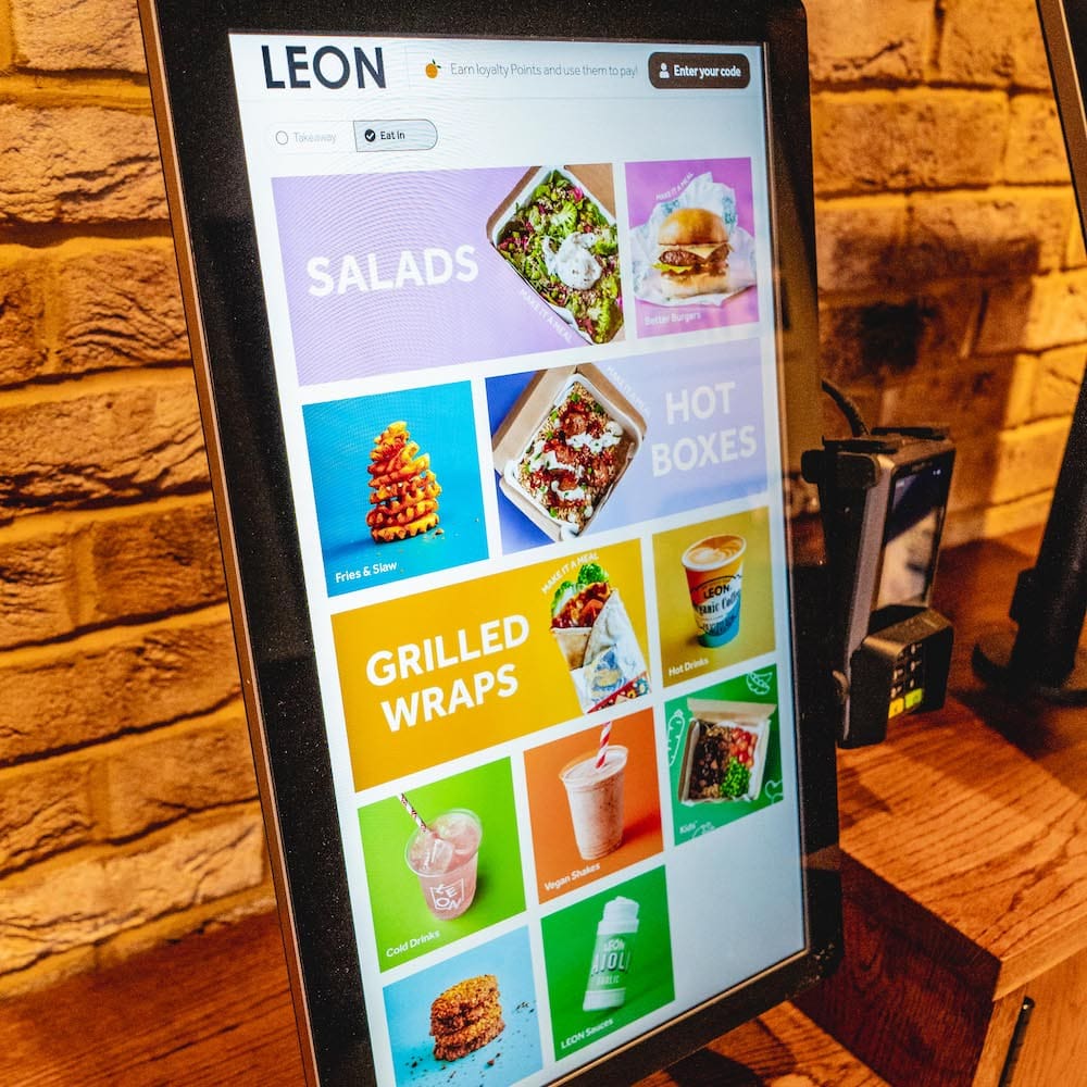 Kiosk showing the Leon menu