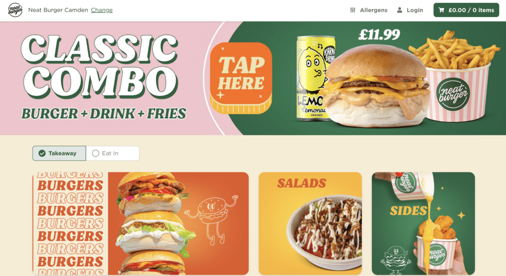 Neat Burger menu design